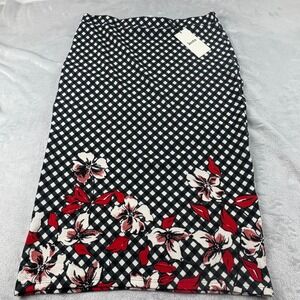 Leota‎ Floral Gingham Pencil Skirt Women Lg Career Office Brunch USA made NEW